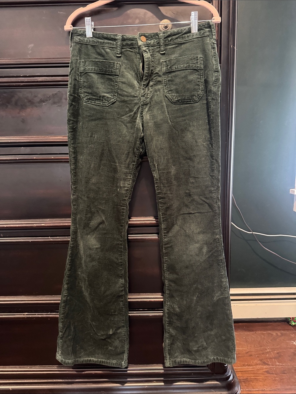 Pilcro Flared Corduroy pants in Dark Green